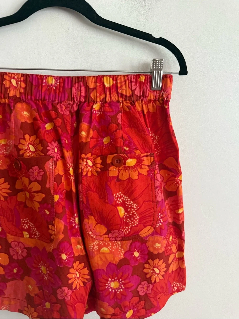 Free People Floral Cotton Pull On Shorts Pink Orange Women’s Size Small